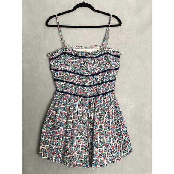 Free People Pants - Free People Bali Checked Out Print Romper Women's Large Gardenia Combo NEW